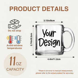 (PRB) Personalized Clear Glass Mug With Handle - Clear Glass Mug - GoDuckee