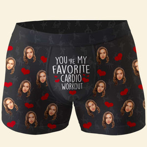 You're My Favotite Cardio Workout, Personalized Couple Boxer Briefs, Couple Face Gifts - Boxer Briefs - GoDuckee