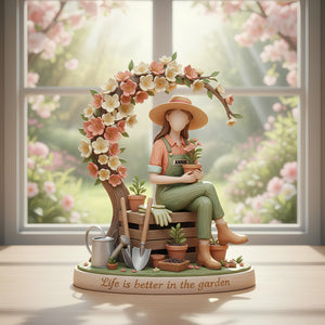 Gardening Girl Acrylic Plaque - Personalized Gifts 02pglu051225 - Shaped Plaques - GoDuckee