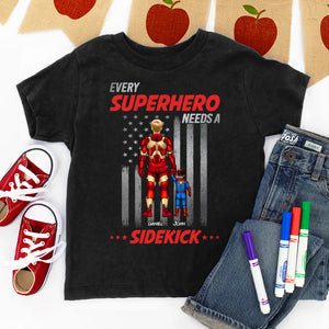 Dad Needs Sidekicks Personalized Shirt, Black-White American Flag Background 07qhhn250423tm - Shirts - GoDuckee