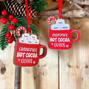 Family's Hot Cocoa Cuties, Gift For Family, Personalized Ornament, Marshmallow Kids Wood Ornament, Christmas Gift - Ornament - GoDuckee