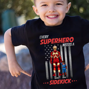 Dad Needs Sidekicks Personalized Shirt, Black-White American Flag Background 07qhhn250423tm - Shirts - GoDuckee