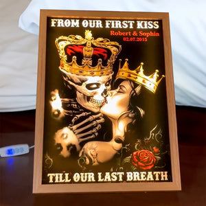 From Our First Kiss Till Our Last Breath, Couple Gift, Personalized Light Picture Frame, Skull Couple Light Frame - Poster & Canvas - GoDuckee