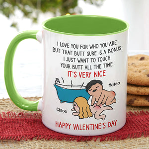 I Just Want To Touch Your Butt All The Time, Personalized Accent Mug, Funny Couple Gifts - Coffee Mug - GoDuckee