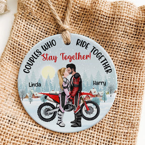 Ride Together - Stay Together, Personalized Motorcross Couple Ornament, Gift For Christmas - Ornament - GoDuckee