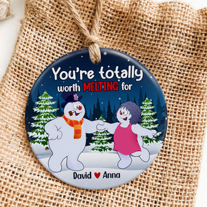 You're Totally Worth Melting For, Personalized 02NATN061023 Ornament, Christmas Gift For Couple - Ornament - GoDuckee