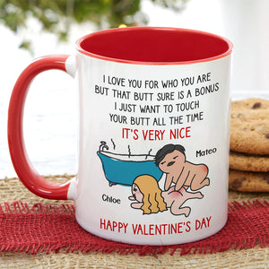 I Just Want To Touch Your Butt All The Time, Personalized Accent Mug, Funny Couple Gifts - Coffee Mug - GoDuckee