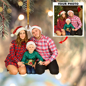 Custom Photo Gifts For Family, Upload Family Photo Christmas Ornament 33pgvp140924 - Ornament - GoDuckee