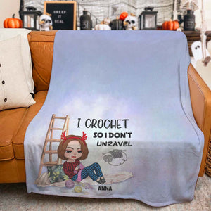 I Crochet So I Don't Unravel-Personalized Blanket-Gift For Crochet Lover- Christmas Gift - Blanket - GoDuckee