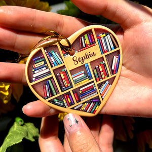 Bookshelves - Heart Book Lovers, Personalized Ornament, Christmas Gifts For Book Lover - Ornament - GoDuckee