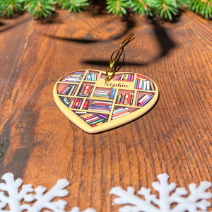 Bookshelves - Heart Book Lovers, Personalized Ornament, Christmas Gifts For Book Lover - Ornament - GoDuckee