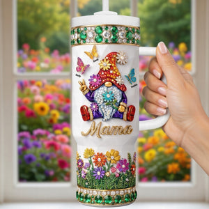 Garden Gnome 40oz Tumbler With Handle - Personalized Gifts For Grandma And Mama 04tyqn020426 - Tumbler Cup - GoDuckee