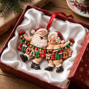 Name Art Fun Santa Couple Ornament - Personalized Christmas Gifts For Couples 02qhtn151026 - Ornament - GoDuckee