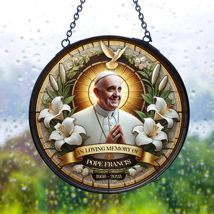 Forever In Our Prayers – Pope Francis Stained Glass 01HULU230425 - Ornament - GoDuckee
