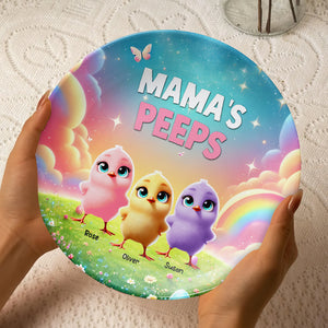 Personalized Gifts For Mom Round Plate, Easter Day Chick Peeps 021TGMH180325 - Ceramic Round Plate - GoDuckee