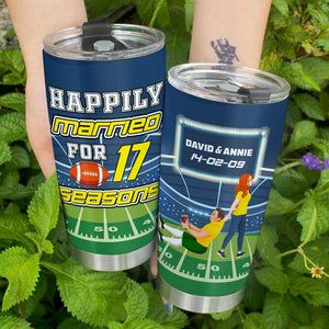 Personalized Gifts For American Football Couple 20oz Tumbler Happily Married 02TOLU110125PA - Tumbler Cup - GoDuckee