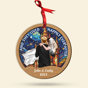 And They Lived Happily Ever After, Couple Gift, Personalized Ornament, Couple Suncatcher Ornament, Chirstmas Gift 01NAHN160823TM - Ornament - GoDuckee