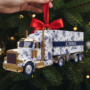 Elegant Semi Truck Ornament - Personalized Gifts For Truckers 01PGLU021025 - Ornament - GoDuckee