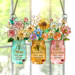 Mom Flower Suncatcher Ornament - Personalized Mothers Day Gifts 02NAQN100226 - Ornament - GoDuckee