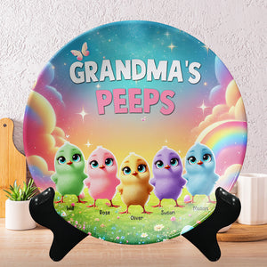 Personalized Gifts For Grandma Round Plate, Easter Day Chick Peeps 022TGMH180325 - Ceramic Round Plate - GoDuckee