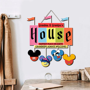 Personalized Gifts For Grandparents Wood Sign Happiest Place On Earth Grandkids Always Welcome 05QHTN240124 - Wood Signs - GoDuckee