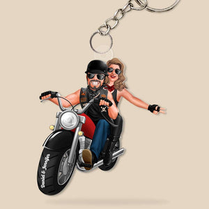 Personalized Biker Couple Keychain Riding Couple - Keychains - GoDuckee