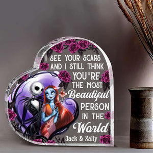 You're The Most Beautiful Person In The World-Personalized Heart Shaped Acrylic Plaque-Couple Gift-06kaqn131223 - Decorative Plaques - GoDuckee