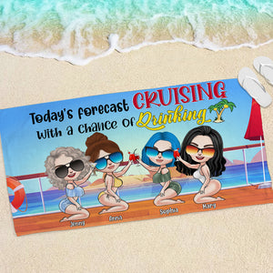 Today's Forecast Cruising With A Chance Of Drinking - Personalized Beach Towel - Gift For Friend - Beach Towel - GoDuckee