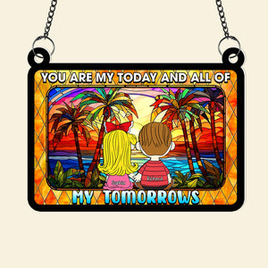 Personalized Gifts For Couple Suncatcher Ornament Holding Hand Cartoon Couple 02KAQN301224HG - Ornament - GoDuckee