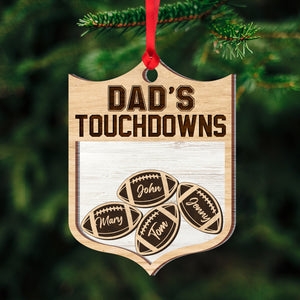 Dad's Touchdowns, Personalized Christmas Shaker Ornament, American Football, Gift For Dad/Grandpa - Ornament - GoDuckee
