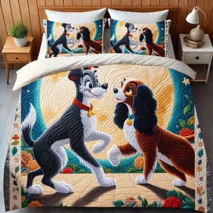 Personalized Gifts For Couple Quilt Bedding Set Special Line, Cartoon Dog Character 05TGMH140125 - Blanket - GoDuckee