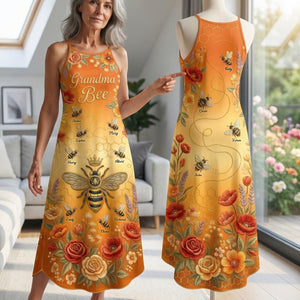 Cute Little Bee Suspender Maxi Dress - Personalized Gift For Grandma/ Mom 01PAQN200326 - Dress - GoDuckee