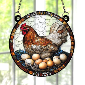 Personalized Gifts For Chicken Lover Window Hanging Suncatcher Ornament 01XQQN180225 - Ornament - GoDuckee