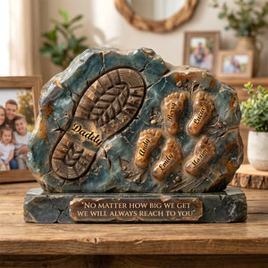 Daddy And Kids Footprint Acrylic Plaque - Personalized Gifts For Dad 05TODH050526 - Shaped Plaques - GoDuckee