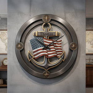 Nautical Anchor Acrylic Clock Personalized Gifts For Veteran 03KIDT231225 - Hanging Wall Clock - GoDuckee
