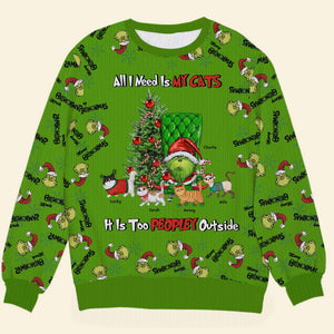 All I Need Is My Cats, Gift For Cat Lovers, Personalized Knitted Udly Sweaters, Green Monster Cats Christmas Shirt, Christmas Gift 03HUHN021023 - AOP Products - GoDuckee