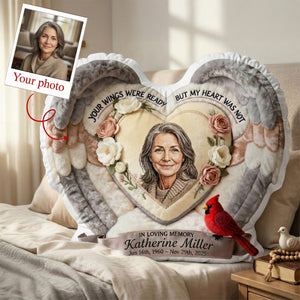 Custom Photo Heaven In Heart Shaped Pillow, Personalized Keepsake To Remember Loved One 02qhmg191225 - Pillow - GoDuckee