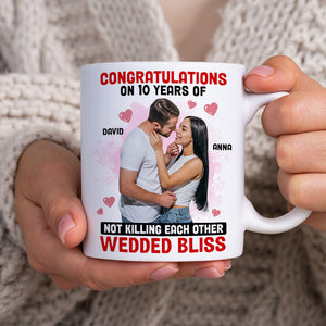 Congratulations On 10 Years Of Wedded Bliss, Funny Custom Couple Photo Coffee Mug, Gift For Couple, Valentine's Gift - Coffee Mug - GoDuckee