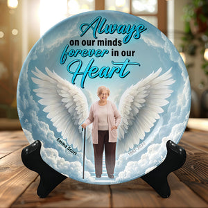 Personalized Gifts For Heaven Round Plate Always On Our Minds Forever In Our Hearts 05XQQN100325 - Ceramic Round Plate - GoDuckee