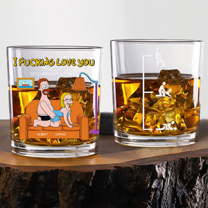 Naughty Couple Round Whiskey Glass - Personalized Gifts For Couple 01toqn160525pa - Whiskey Glass - GoDuckee