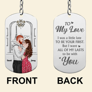 To My Love, Couple Gift, Personalized Keychain, Couple Kissing Stainless Steel Engraved Keychain - Keychains - GoDuckee