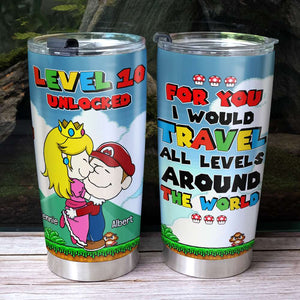 Personalized Gift For Couple 20oz Tumbler Hugging Cartoon Couples 05TOLU030125HG - Tumbler Cup - GoDuckee