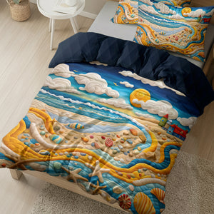 Coastal Scenery Quilt Bed Set 04HULU210125 - Blanket - GoDuckee