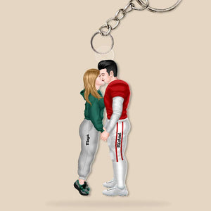 Personalized Sport Couple Keychain Couple Kissing - Keychains - GoDuckee