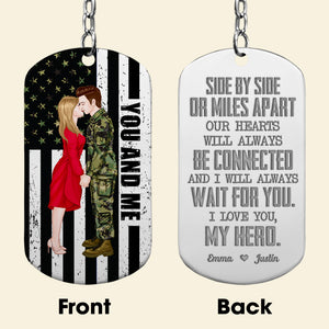 Hearts Always Connected, Personalized Stainless Steel Engraved Keychain, I Love You Keychain - Keychains - GoDuckee