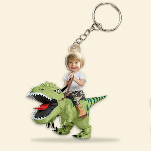 Gift For Kid, Personalized Keychain, Dinosaur Custom Image Upload Keychain - Keychains - GoDuckee