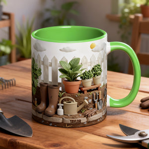Gardening Scene Accent Mug – Personalized Gifts For Garden Lovers 03kilu080126 - Coffee Mug - GoDuckee