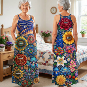 Grandma Garden Suspender Maxi Dress - Personalized Gifts For Grandmas 01huta190326 - Dress - GoDuckee