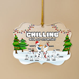 Chilling With Out Snowmies, Gift For Family, Personalized Acrylic Ornament, Snowman Family Ornament, Christmas Gift 05HTPO190723HA - Ornament - GoDuckee