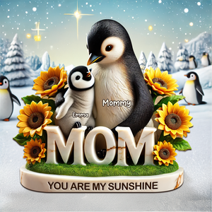 Penguin Mom Plaque - Personalized Gifts For Mom 01hupu210425 - Shaped Plaques - GoDuckee